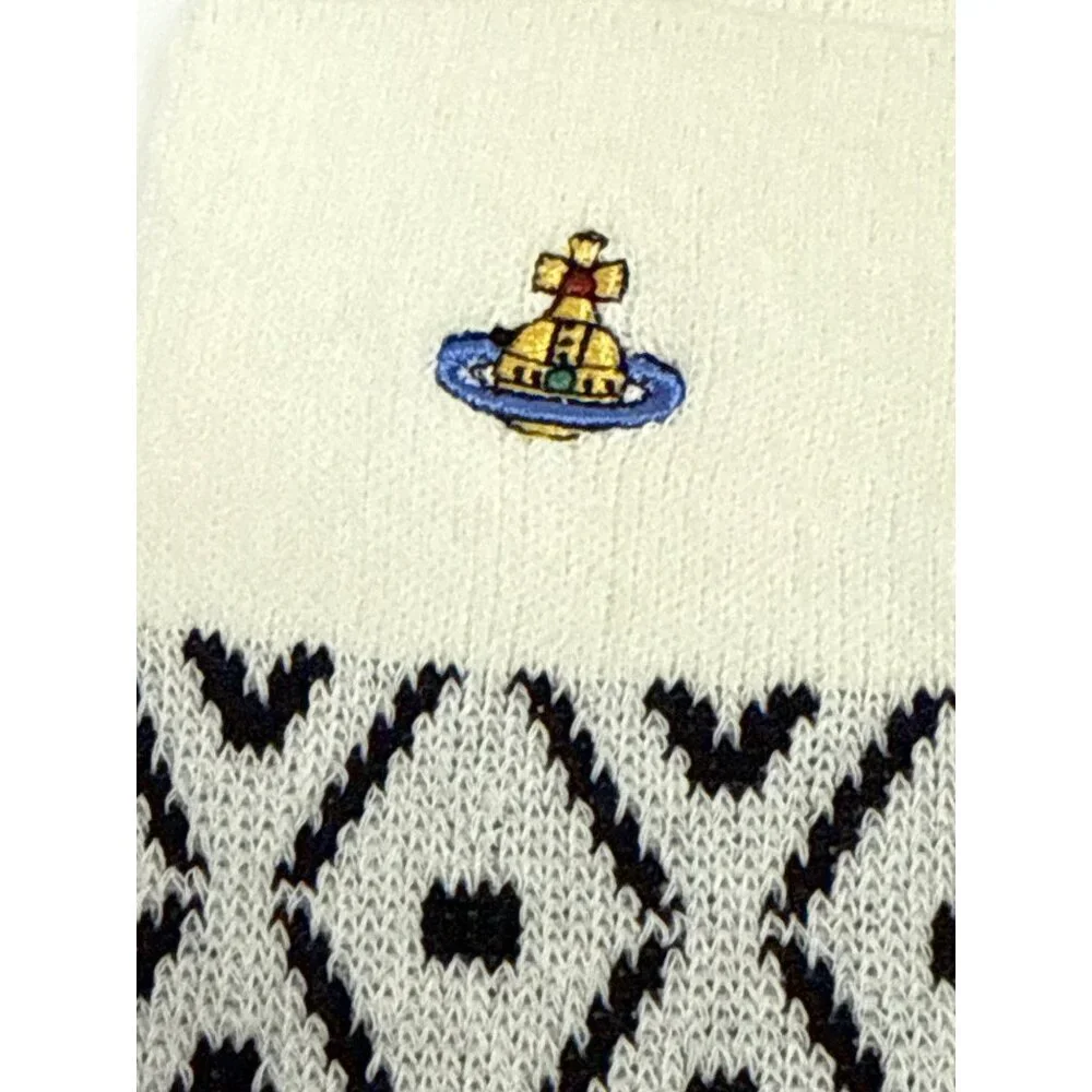 Vivienne Westwood Women's Crew Socks Black Geometric Pattern Medium NEW